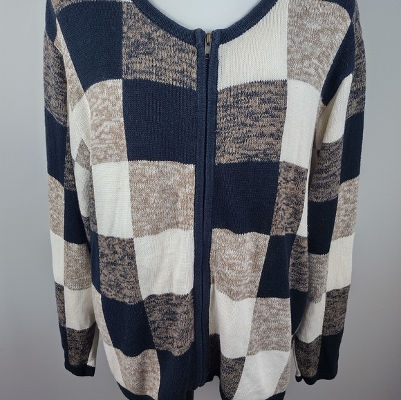 220 Hickory vintage Colorblock cardigan zip sweater Women's 3XL Block Top Style - Picture 2 of 12